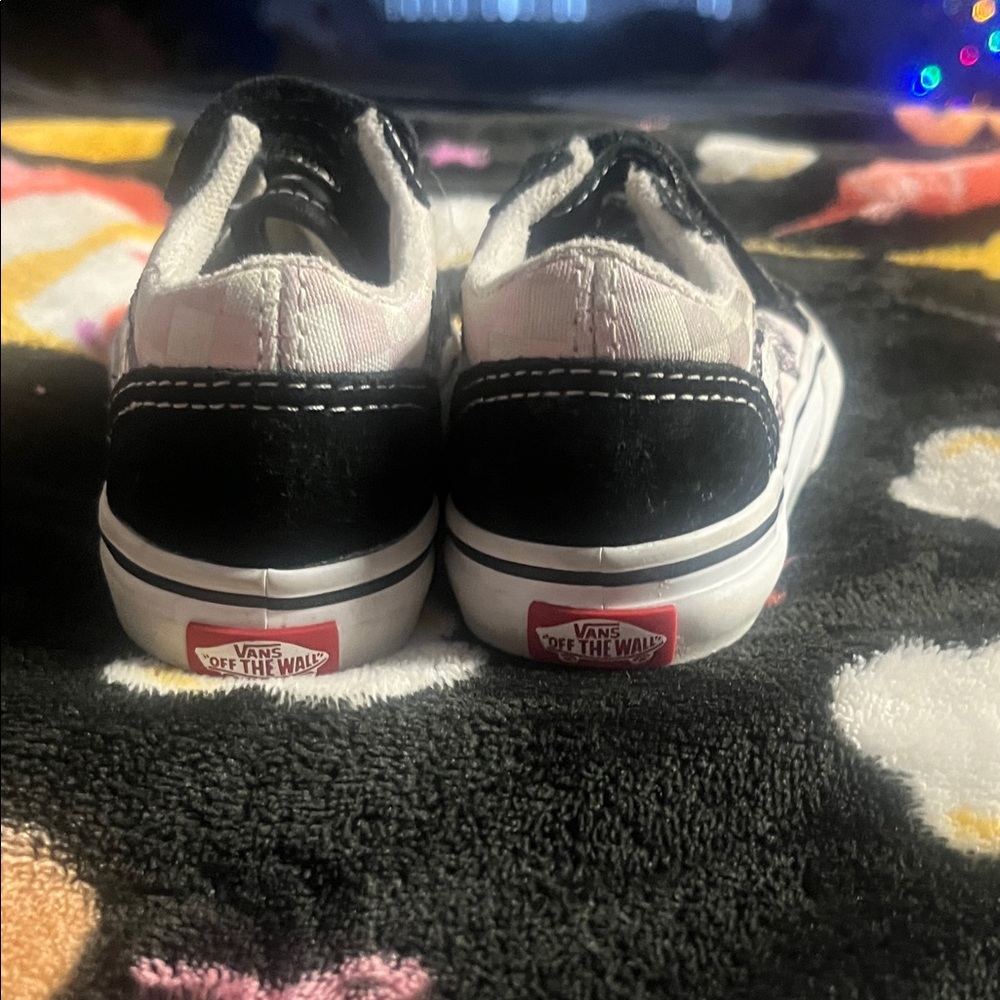 Size 6 Toddler Kids Black, White & Pink Butterfly Vans - Picture 5 of 7